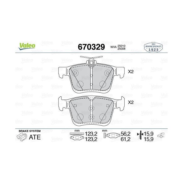 Arka Disk Fren Balatası Vag Golf7 A3 Leon Passat (2013-) - Valeo 670329