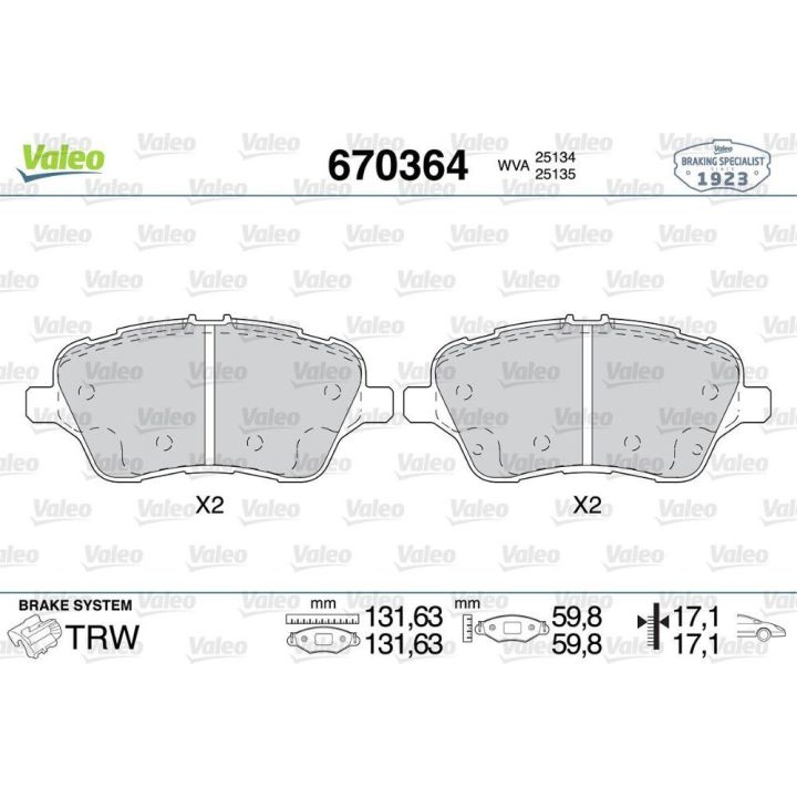Ford B-Max Tourneo Courier Ön Disk Fren Balatası (2012-) - Valeo 670364