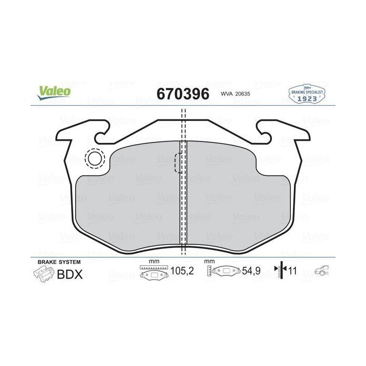 Citroen Saxo Xsara Peugeot 106 206 306 Renault Clio III Arka Balata - Valeo 670396