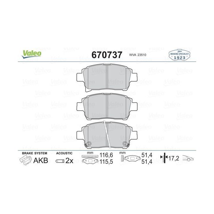 Toyota Yaris İçin ABS'li Ön Disk Balatası - VALEO 670737