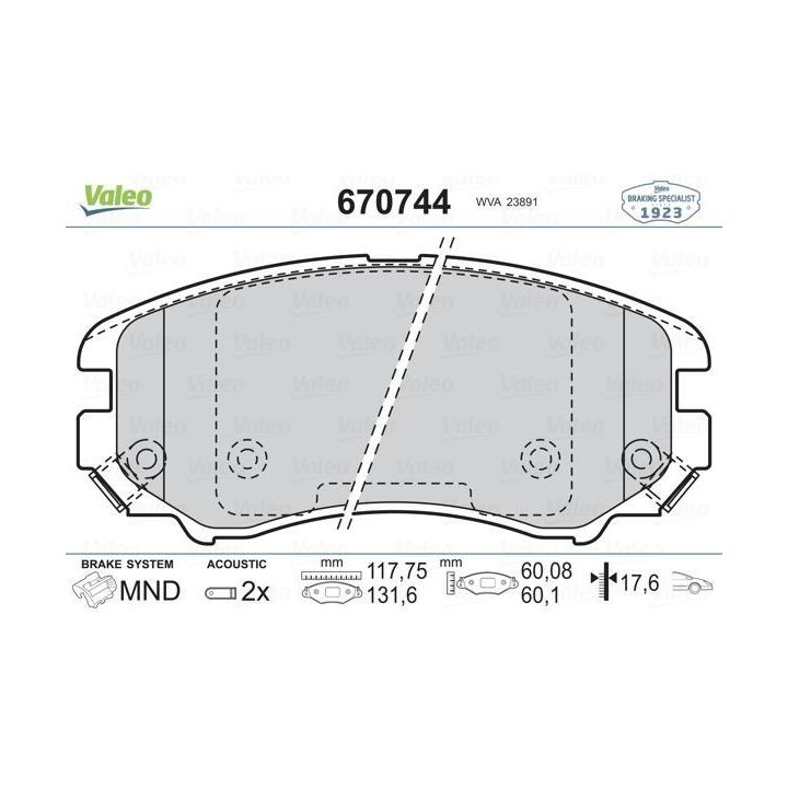 Hyundai Tucson Sonata Coupe Ve Kia Magentis İçin Ön Disk Balatası (2001-) - VALEO 670744