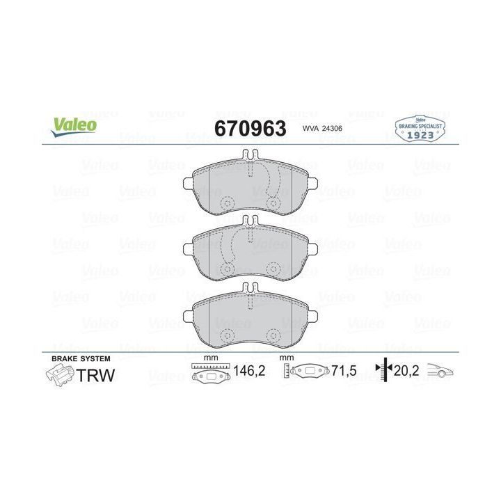 Ön Disk Balatası Mercedes C Serisi W204 S204 Modelleri İçin (2007-) - VALEO 670963