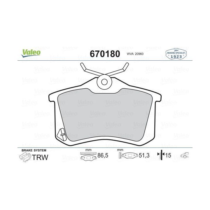 Arka Disk Fren Balatası Renault Megane II Golf III-IV Passat III Polo C3 C4 P307 Audi A3 A4 - VALEO 670180