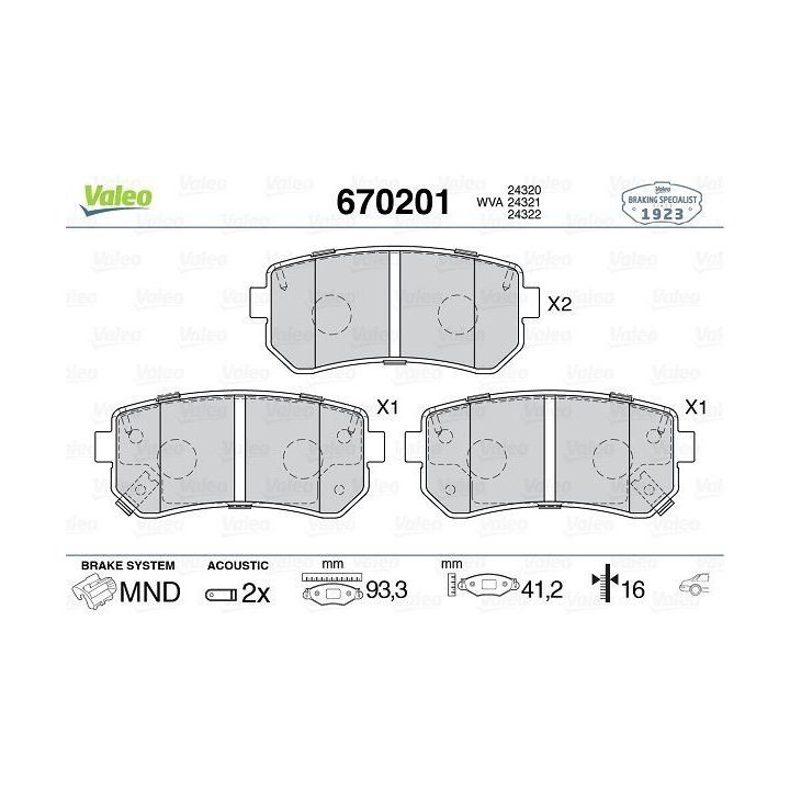 Arka Disk Fren Balatası Hyundai Accent I20 I30 I30 CW IX20 Modelleri İçin (2005-) - VALEO 670201