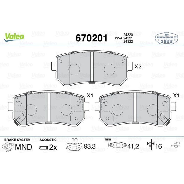 Arka Disk Fren Balatası Hyundai Accent I20 I30 I30 CW IX20 Modelleri İçin (2005-) - VALEO 670201