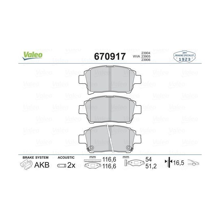 Ön Disk Fren Balatası Toyota Corolla IQ Prius Yaris Yaris Verso (1999-) - VALEO 670917