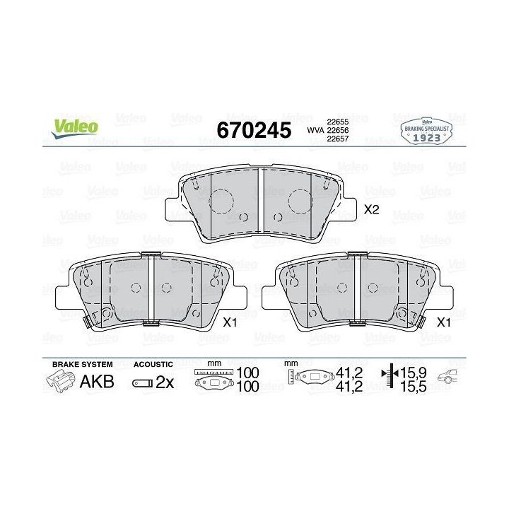 Arka Disk Fren Balatası Hyundai Tucson ve Kia Sportage İçin (2006-) - VALEO 670245