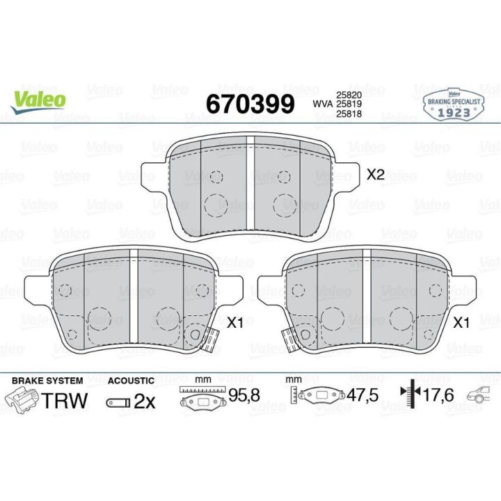 Arka Disk Fren Balatası Fiat 500L Egea İçin (2012-) - VALEO 670399