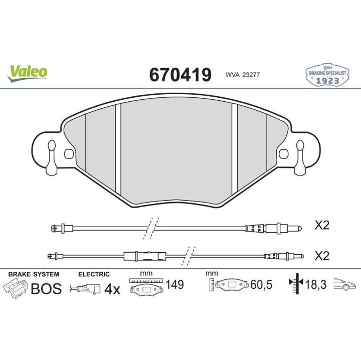 Ön Disk Fren Balatası Citroen C5 1.6HDi 1.8 2.0 Motorlar İçin (2000-) - VALEO 670419