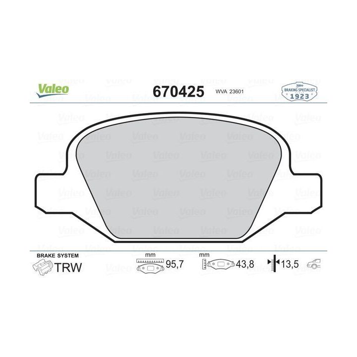 Arka Disk Balatası Fiat Punto II Panda İçin (2003-) - VALEO 670425