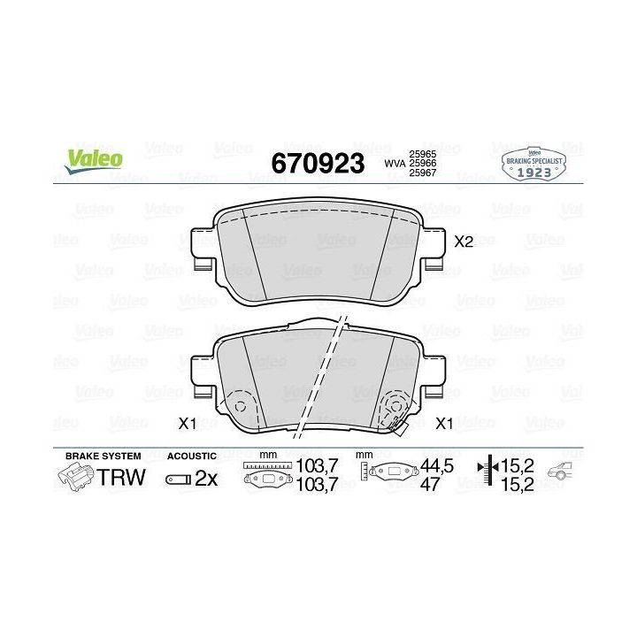 Arka Disk Fren Balatası Nissan Leaf Qashqai X-Trail Renault Kadjar Koleos İçin (2014-) - VALEO 670923