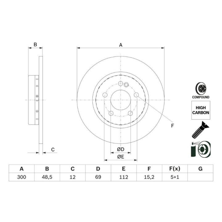 Mercedes-Benz C Serisi İçin Fren Diski (C 160, C 180, C 200 Modelleri) - BOSCH 0986479H49
