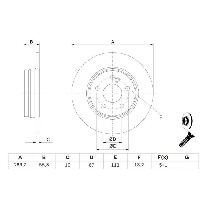 Arka Fren Diski Mercedes-Benz A1244231112 A2104230312 İçin - BOSCH 0986479B41