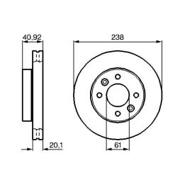 Ön Fren Diski 4 Delik 238mm Renault Clio II Kangoo I Thalia İçin (1997-2007) - BOSCH 0986478276