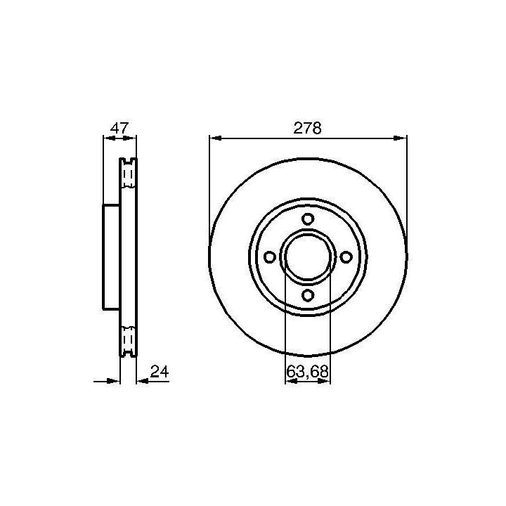 Ön Havalı Fren Diski 278mm Ford Mondeo İçin (1996-) - Bosch 0986478427