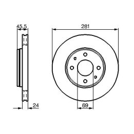 Ön Havalı Fren Diski 281mm Mitsubishi Carisma Volvo S40 V40 İçin (1995-) - Bosch 0986478493
