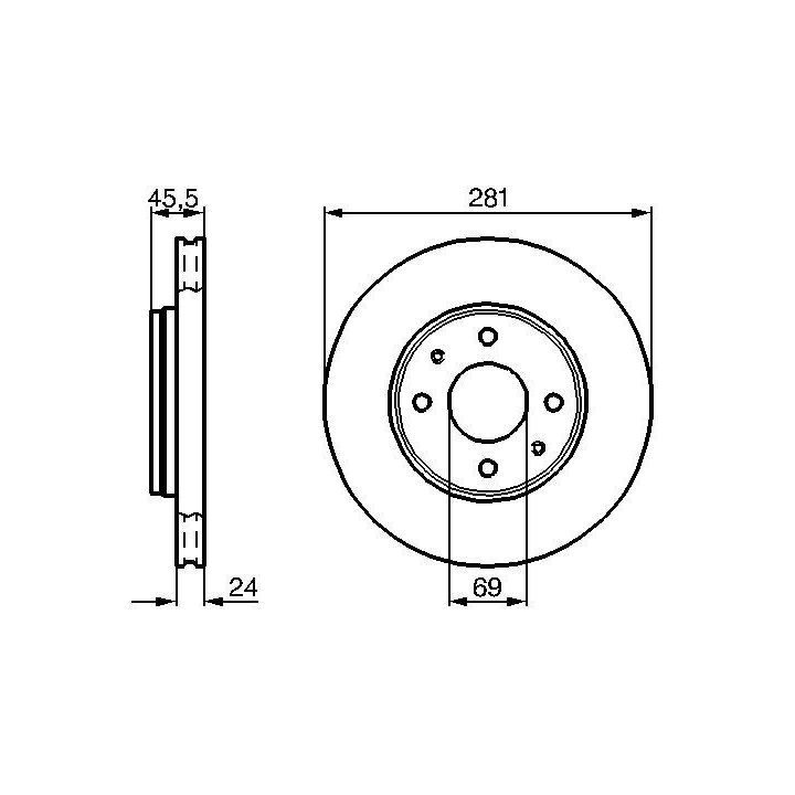 Ön Havalı Fren Diski 281mm Mitsubishi Carisma Volvo S40 V40 İçin (1995-) - Bosch 0986478493