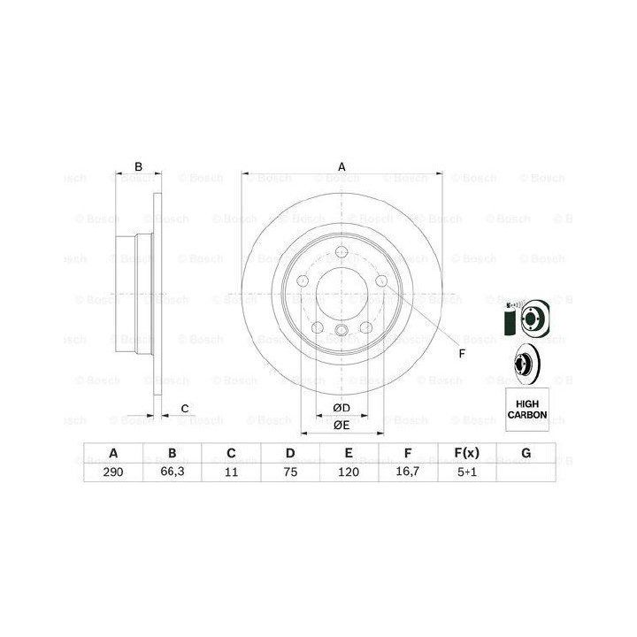 Arka Fren Diski BMW F20 F21 F22 F23 Serileri İçin - BOSCH 0986479043