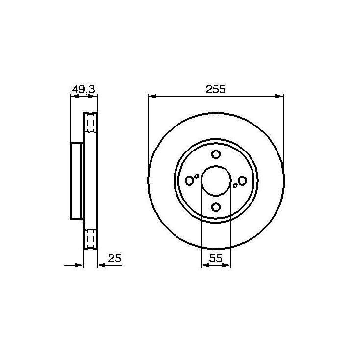 Fren Diski Ön Havalı 255MM Ascent Corolla (2000-) - BOSCH 0986479085