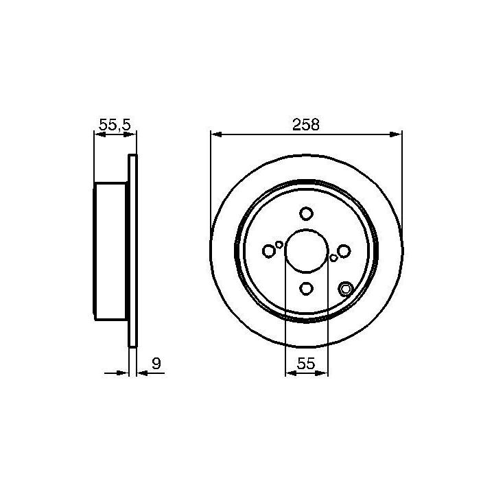 Fren Diski Arka 258MM Toyota Corolla E12 İçin (2002-) - BOSCH 0986479086