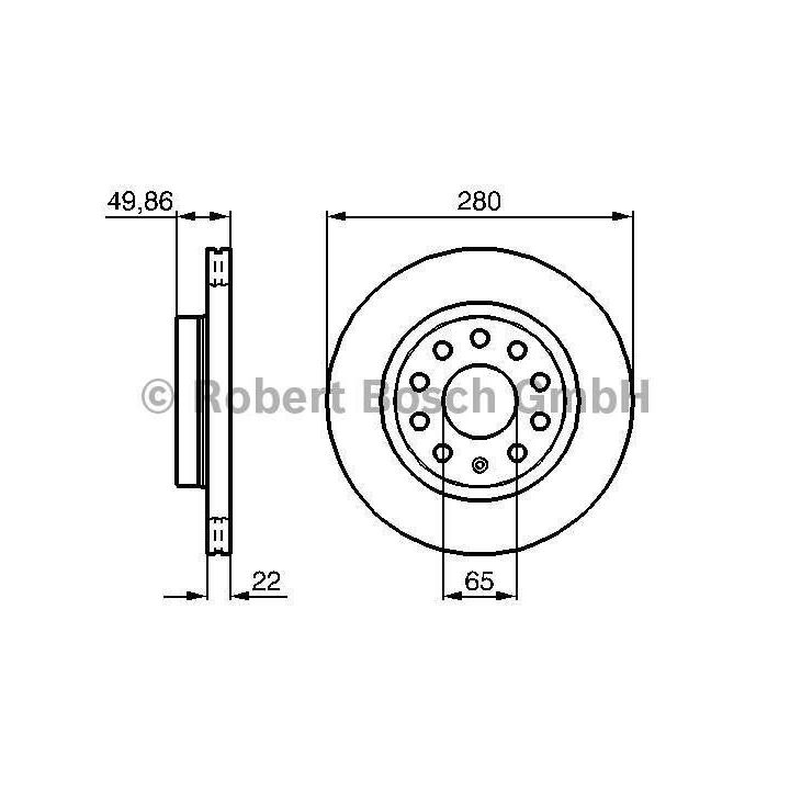 Fren Diski Ön Havalı 280MM Golf V Caddy III Audi A3 Altea Toledo Octavia İçin - BOSCH 0986479098