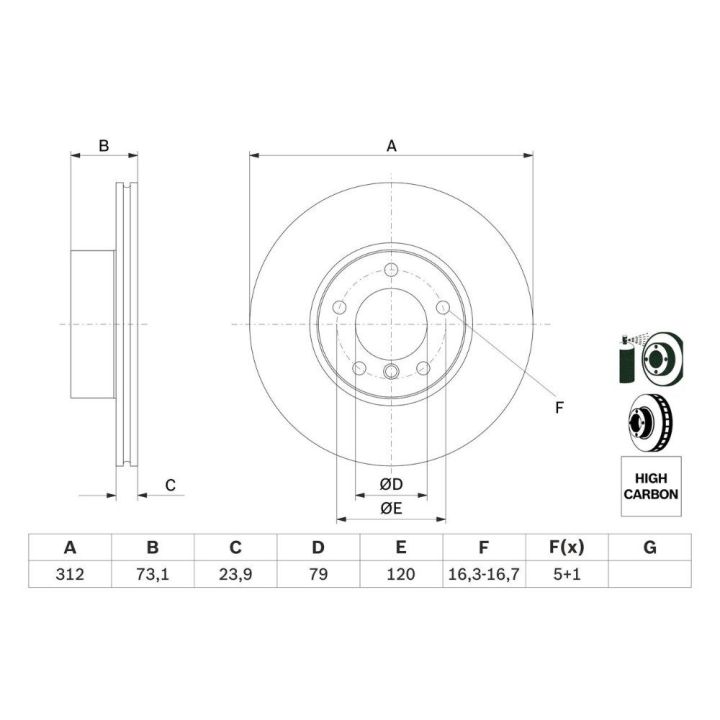 Ön Fren Diski BMW E90 F20 F30 E84 Modelleri İçin - BOSCH 0986479381