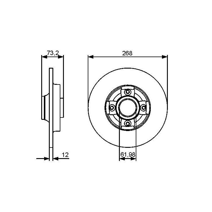Arka Fren Diski C4 Picasso Partner Berlingo 3008 İçin 267mm (2006-2012) - BOSCH 0986479383