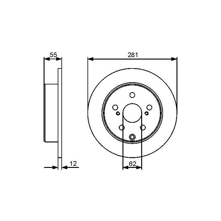 Arka Düz Fren Diski Toyota RAV4 İçin 281mm (2006-2013) - BOSCH 0986479419