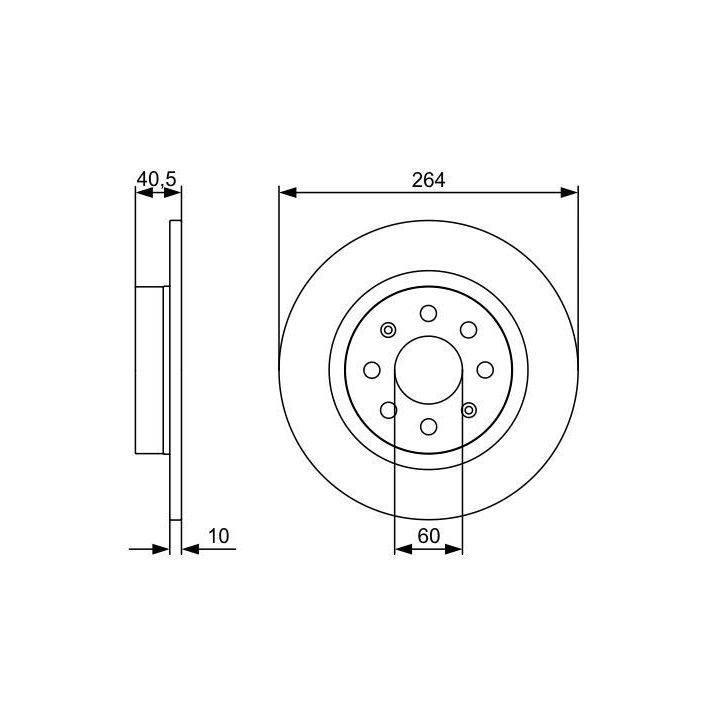 Arka Fren Diski 264MM Fiat Punto 1.4IE 1.9JTD Opel Corsa D İçin (2006-) - BOSCH 0986479517