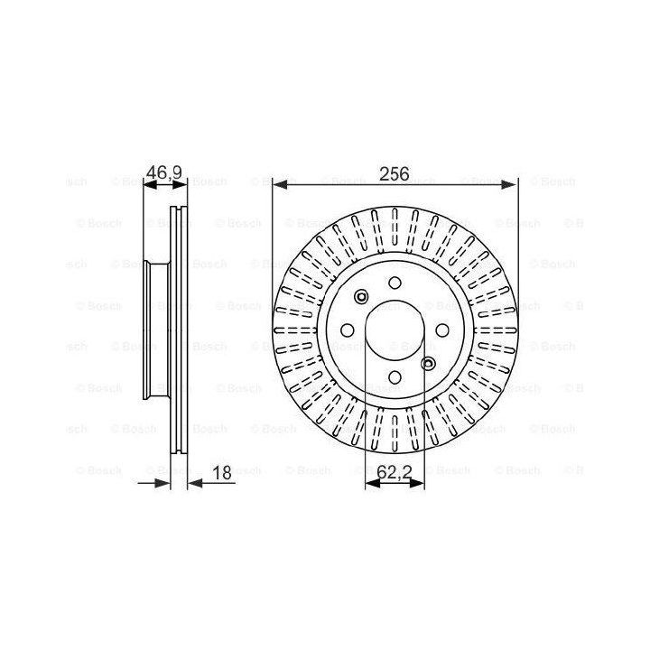Ön Hava Kanallı Fren Diski 256MM Hyundai I20 İçin (2008-2012) - BOSCH 0986479577