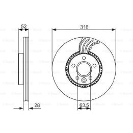 Ön Havalı Fren Diski 316mm Ford Galaxy Volvo S60 V60 V70 XC70 Land Rover Freelander İçin (2007-) - Bosch 0986479620