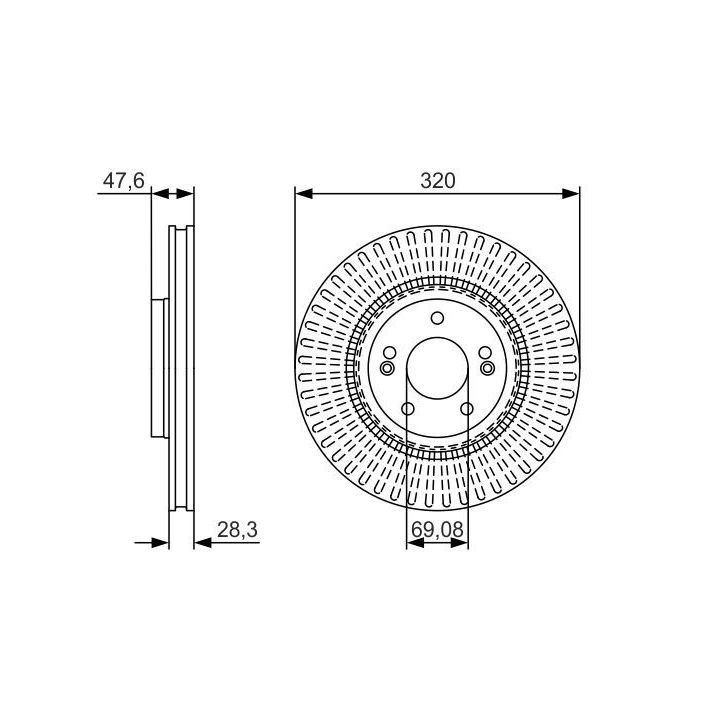 Ön Fren Diski 319.8MM Hava Kanallı Hyundai i40 Kia Optima (2011-) - BOSCH 0986479A21