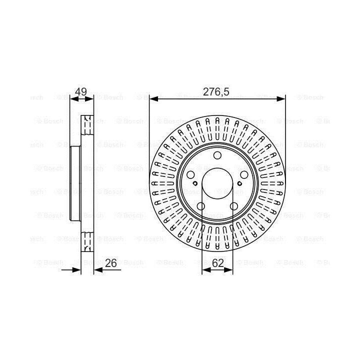 Ön Havalı Fren Diski 276.5MM 5 Bijon Toyota Corolla Auris 1.4 1.6 1.8 VVT-I HSD (2012-) - BOSCH 0986479A62