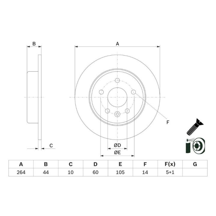 Fren Diski Opel Astra K İçin 264mm (2016-) - BOSCH 0986479D89
