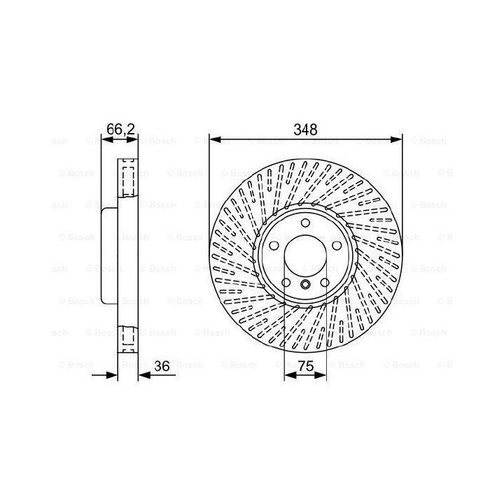 Ön Sol Havalı Fren Diski BMW F07 F10 F11 5 Serisi, F06 7 Serisi İçin (2009-) - BOSCH 0986479W19