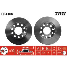 TRW Fren Disk Arka I Audi A4 (8e2, B6), A4 (8ec,B7), A4 Avant (8e5, B6), A4 Avant (8ed,B7), A4 Convertible (8h7,B6,8he,b7) 04-10