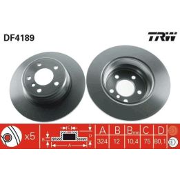 Fren Disk Arka I Bmw X5 (E53) 1995-2013 - TRW DF4189