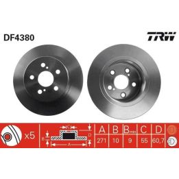 TRW Fren Disk Arka I Toyota: Avensis (t22), Avensis Estate (t22), Avensis Liftback (t22) 2006-2017