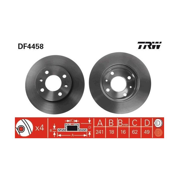 TRW Fren Disk Ön I Dodge: I 10 - Hyundai: I10 (ba, Ia), I10 (pa) - Kia: Picanto (sa), Picanto (ta) - : Suria, Sutera 2007-2013