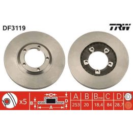 TRW Fren Disk Ön I Hyundai Grace Box, Grace Bus, H-1/Starex Mpv (A1), H100 Box, H100 Bus(P), H100 Pickup, H100 Platform/Chassis