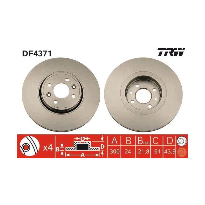 Fren Disk Ön I Renault Grand Scénic II (JM0/1_), Scénic II (JM0/1_) (2006-2013) - TRW DF4371