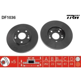 TRW DF1036 Fren Disk Ön I Renault Safrane I (b54), Safrane II (b54) 1995-2005