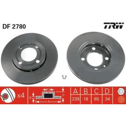 TRW Fren Disk Ön I Seat Arosa (6h) VW Golf V, Lupo (6X1,6e1), Polo (6n1), Polo (6n2), Polo Van Box Body / hatchback (98-2004)