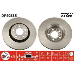 TRW Fren Disk Ön I Volvo: S60 I (384), S80 I (184), V70 I (875, 876), V70 II (285), Xc70 Cross Country (295) 1996-2005