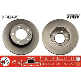 TRW Fren Diski Ön Havalı 305.50mm Movano 2.2dti 2.5dti 2.8dti (00-+) Master II 1.9dci 2.2dci 2.5dci 2.8dci (01-+) (16jant)