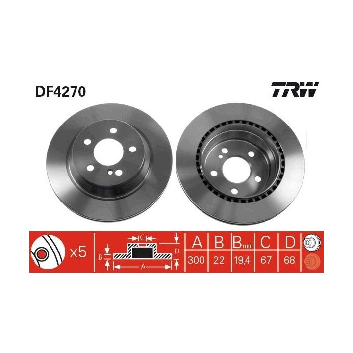TRW DF4270 Takım- Arka Fren Diski Mercedes X204 2009-2015 W211 2002-2008 C219 2004-2010 C218 2014-17 W212 2009-2015 S212 2009-13