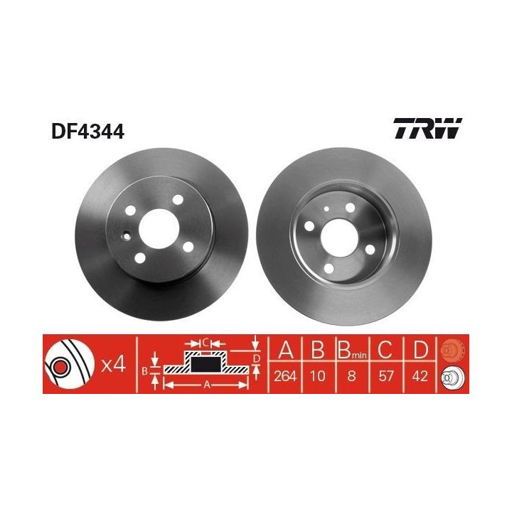 TRW Takım - Fren Diski Arka 264mm Astra H 05-+ Combo 01-+ Meriva 03-10