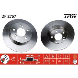 TRW Takım - Fren Diski Arka Düz 278mm Mb W124 W202 W208 C-serisi 93-08 Clc-serisi 08-11 Clk 97-10 E-serisi 93-03 Kombi vb. 96-11