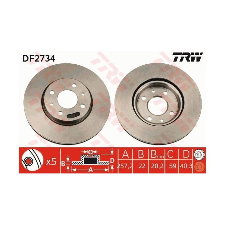 TRW Takım - Fren Diski Ön Havalı 15 Jant 257 Mm Doblo Linea Fiorino Albea Idea 1.3 - 1.9 Multijet