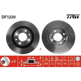 TRW Takım - Fren Diski Ön Havalı 266mm P206 P306 P405 Partner Berlingo Em